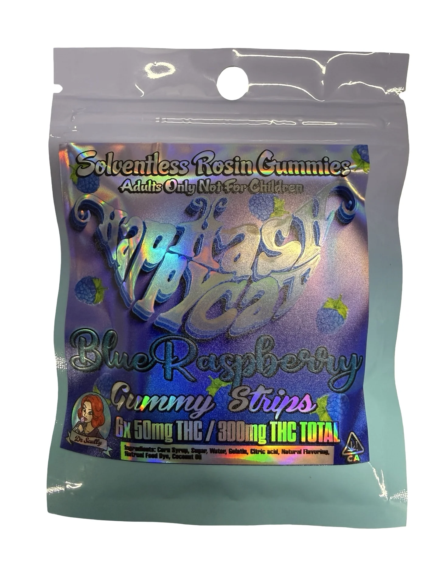 Happy Hash Cat - Blue Raspberry Gummy Strips (300mg)