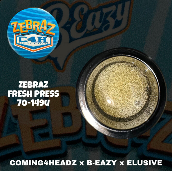 Coming4Heads x B-eazy X Elusive -Fresh Press Zebraz Rosin 2g