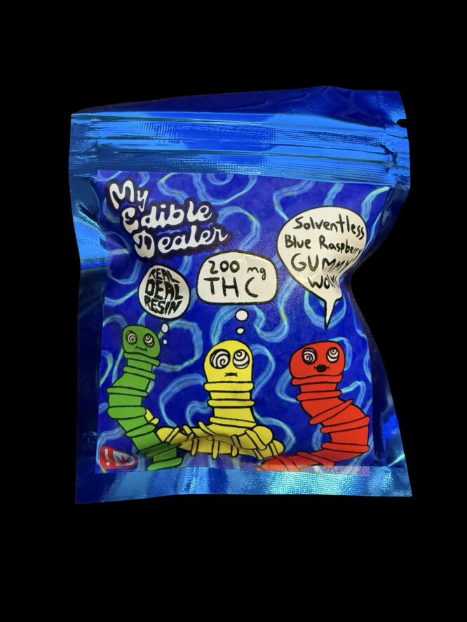 My Edible Dealer- Solventless Blue Raspberry Gummy Worms 200MG