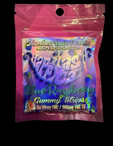 Happy Hash Cat - Blue Raspberry Solventless Rosin Gummiez 300mg (50mg Per)