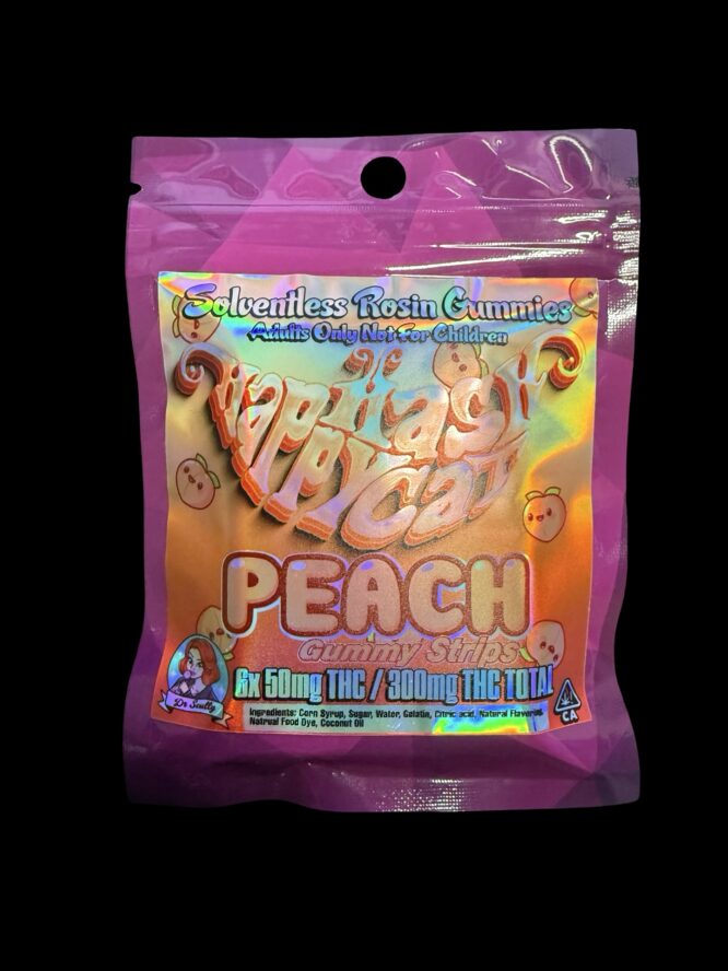 Happy HashCat - Peach Solventless Rosin Gummies 300mg